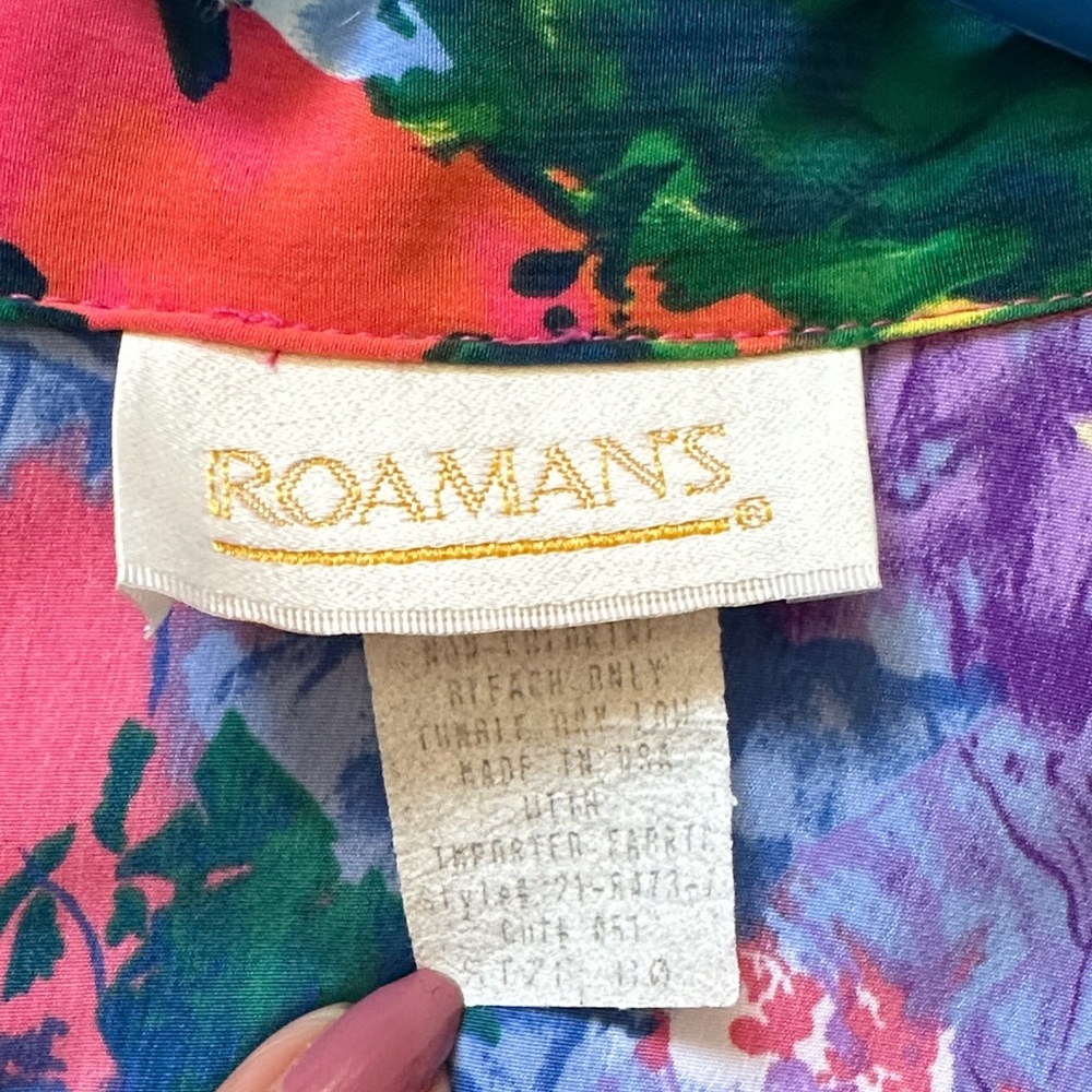 Roaman's vintage Colorful Abstract Blazer women’s 26 multicolor Floral boho - Picture 3 of 7